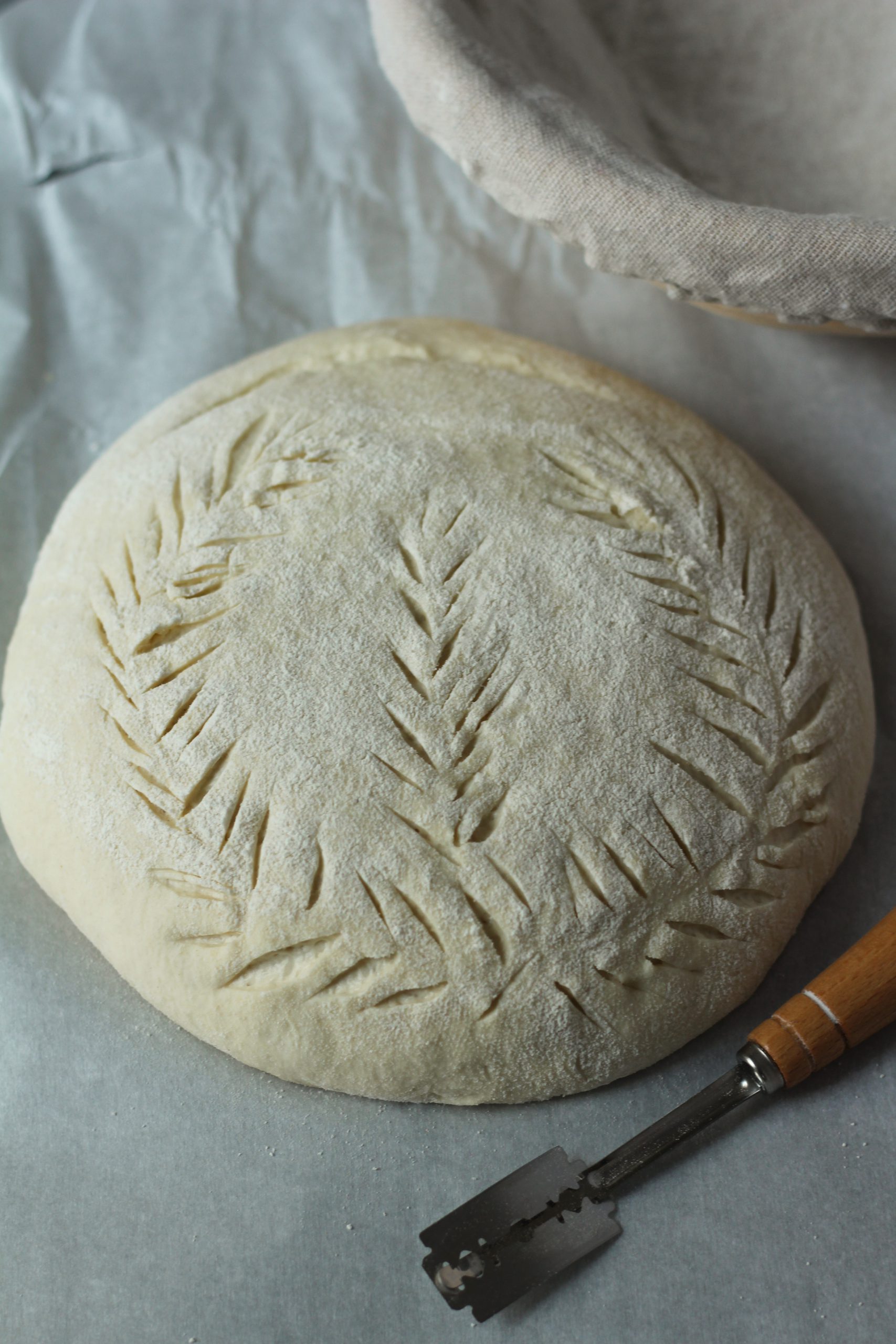 The dough after you lamea nice pattern on it