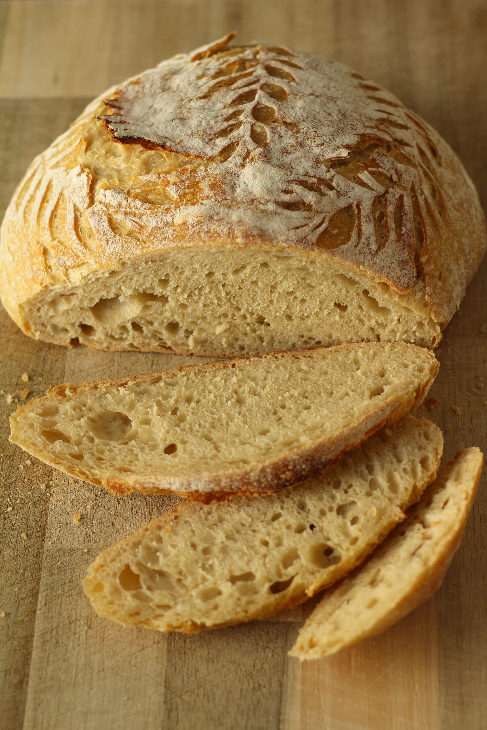 Fresh baked and cut sourdough bread
