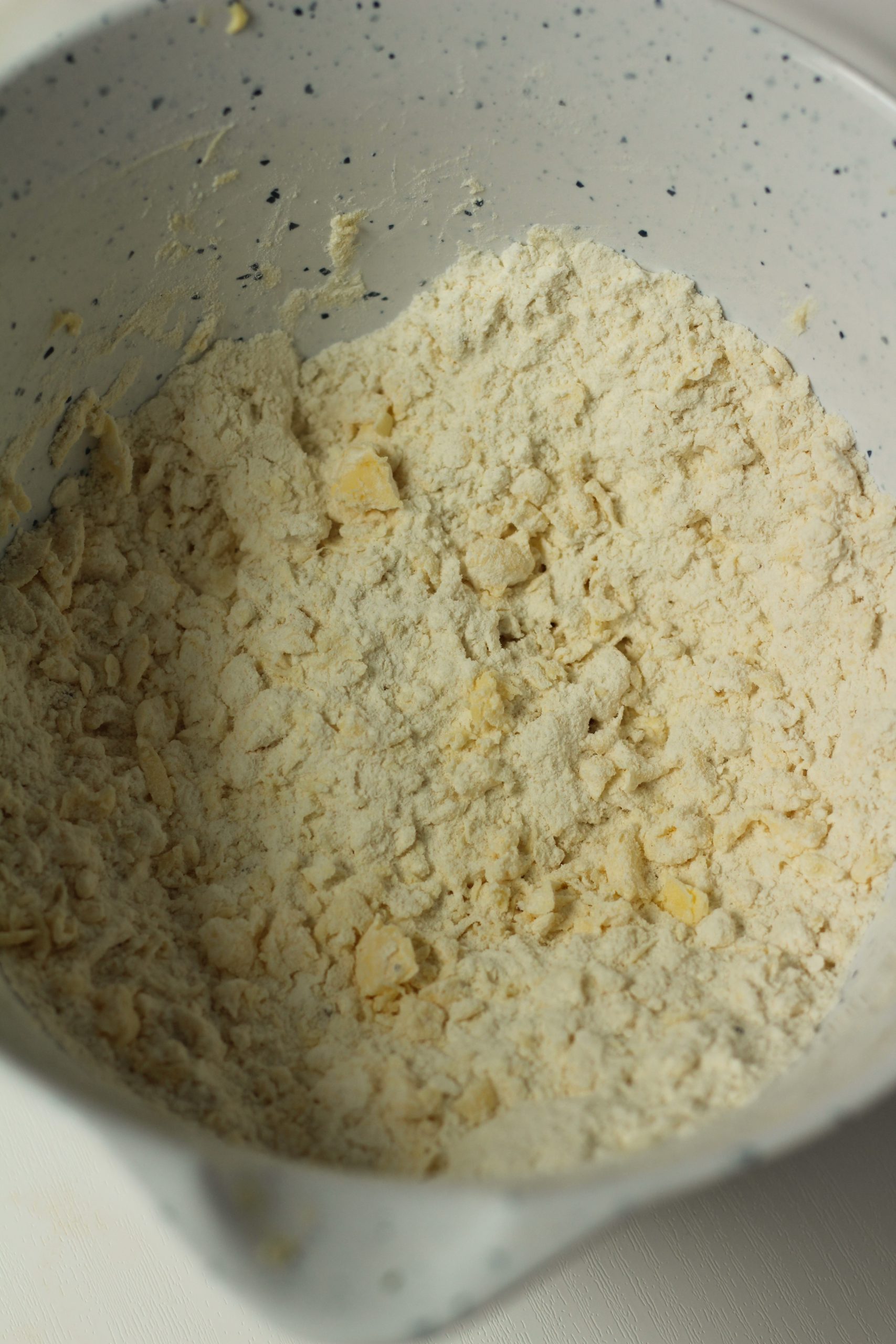 Butter combined with the flour mixture 